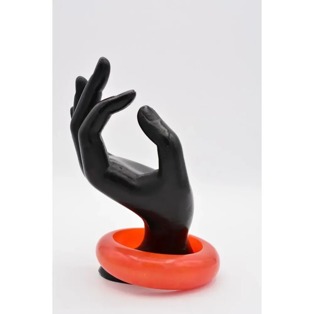Vintage Bakelite Bangle Bracelet Lucite Chunky Burnt Orange Rust Bold 1980s Bin4
